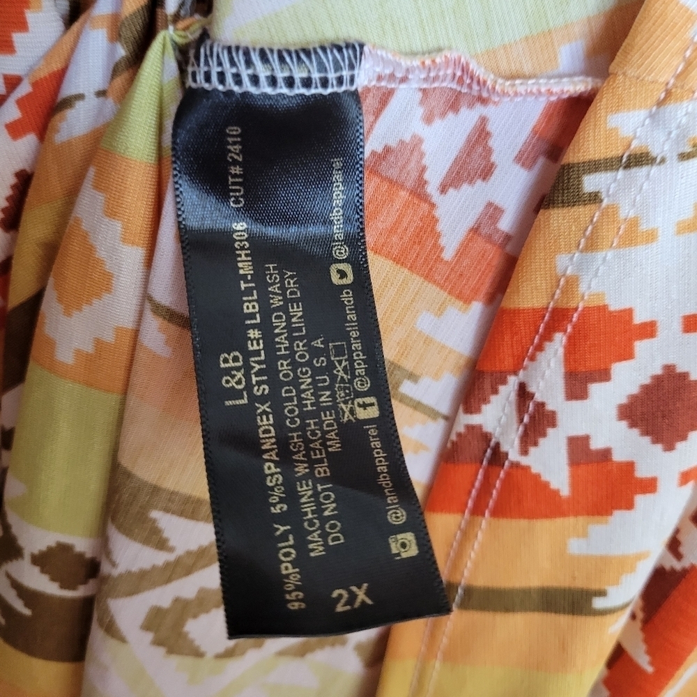 L&B Women's Southwestern Bell Sleeve Front Knot Flowy Blouse - Picture 7 of 7